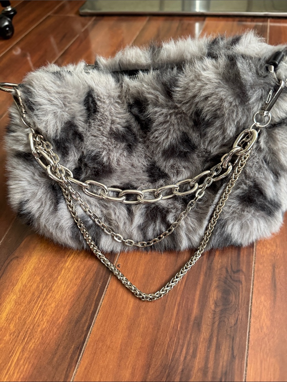 Louis Vuitton copy  Gray and Black Fur handbag